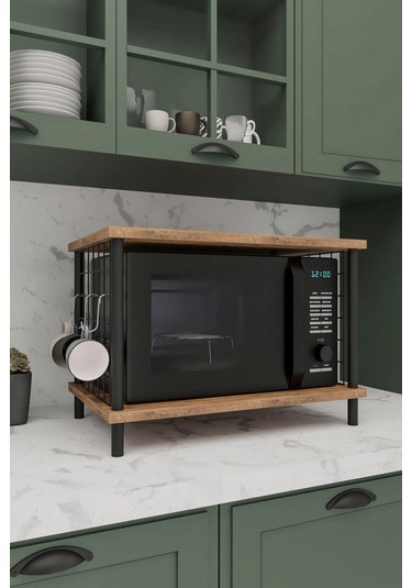 Çok Amaçlı Mikrodalga Dolabı Atlantik Çam Tezgah Üstü Düzenleyici, Raflı Fırın Standı 2 Atlantik Çam