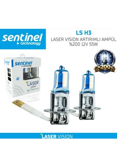 Sentinel Laser Vısıon Artırımlı Ampül H3 12v %200 55w 1takım 2 Adet