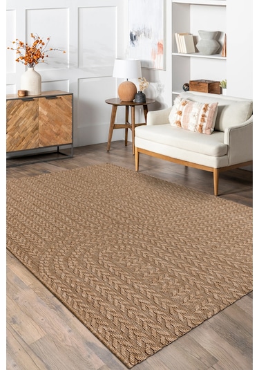 Sierra Halı Jüt Hasır Görünümlü Modern Kilim Ve Yolluk, İnce Bukle Dokuma Bej - Naturel