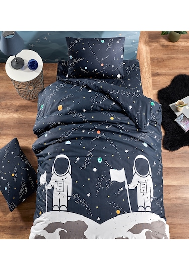 Laliva Uzaylı Astrontlu Çocuk Lastikli Nevresim Takımı