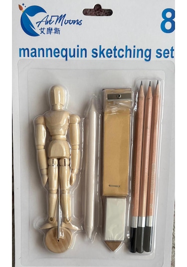 Gebzeli Sketching Set Drawing Set 8 Parça Manken+dağıtıcı+kalem Zımpara+kalem+silgi+kalemtraş