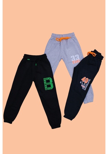 3'lü Superior-33 Elsi-babies Baskılı Erkek Çocuk Laciver-siyah-melanj Gri Eşofman Altı Çok Renkli