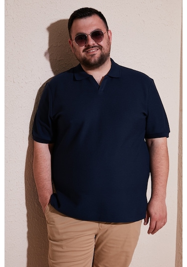 Buratti Büyük Beden Pamuklu Regular Fit Erkek Polo Yaka T Shirt 5902729B Indigo