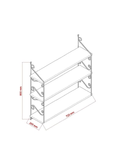Decormet Seramoni Raf Seti 3 Raflı 200 720 Beyaz Beyaz