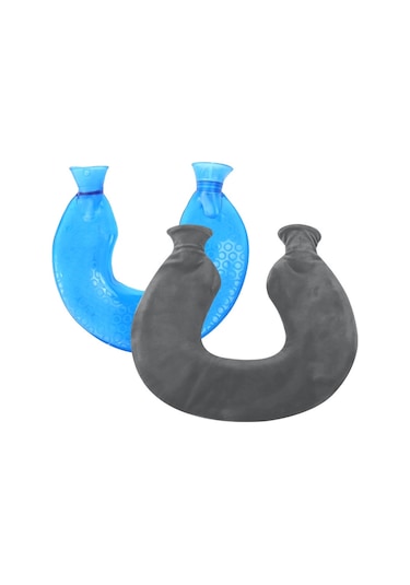 U-şekilli Pvc Sıcak Kompres Omuz Ve Boyun Patlamaya Dayanıklı Su Enjeksiyonlu Sıcak Su Torbası Mavi + Gri Kristal