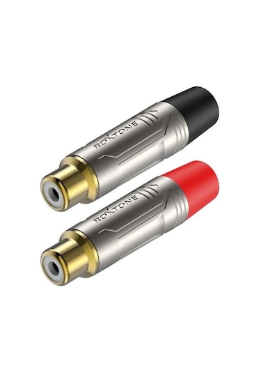 Roxtone Rx-J808 Rca Dişi Jak Metal Kırmızı-Siyah 2Adet
