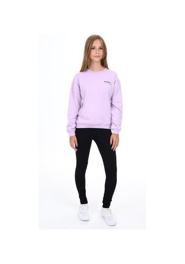 Toontoy Kız Çocuk Baskılı Taytlı Takım Lila