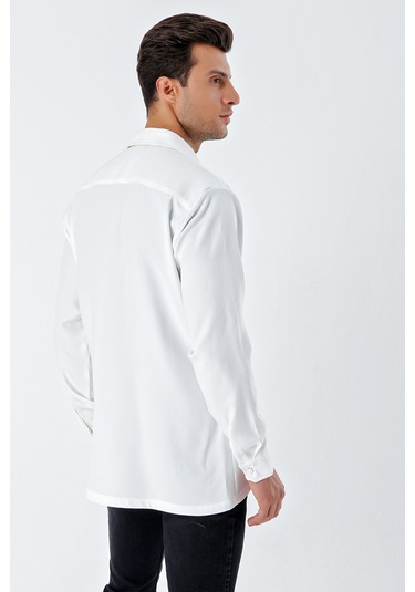 Bigdart 20193 Oversize Erkek Gömlek - Beyaz 001