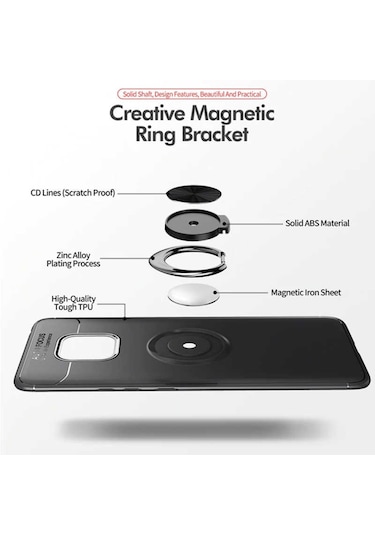 Huawei Mate 20 Pro Kılıf Yüzüklü Magnetli Ravel Case
