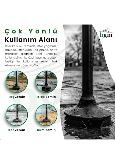 Siyah Akıllı Baston- Yüksek Kalite Denge Bastonu Lüks Parlak Siyah