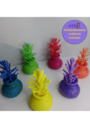 6 Adet Dekoratif Obje Minik Vazo Takımı Makaran Renkler Çok Renkli