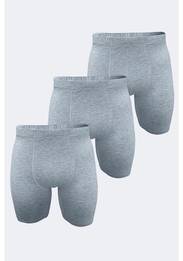 Malabadi Erkek Gri 3 Lü Paket Uzun Paçalı Modal Boxer 3m018 Gri