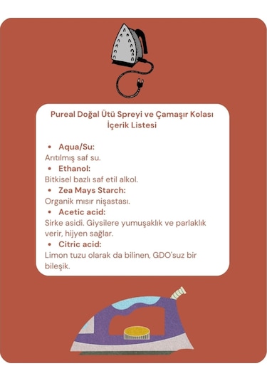Pureal Doğal Ütü Spreyi & Çamaşır Kolası 500 Ml Tekli