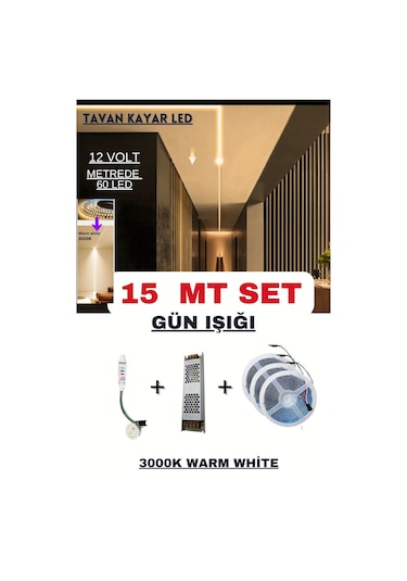 Tavan Akışkan Piksel Kayar Led Sistemi 12 Volt Kit / 15 Metre /3000k Günışığı