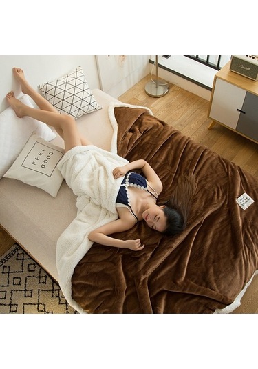 Pazly Kışlık İki Katlı Kuruşak Yün Battaniye, Ofis/öğle Uykusu İçin Dayanıklı, 180x200 Pembe Bal Desenli Tek/kişilik Minder Siyah Siyah