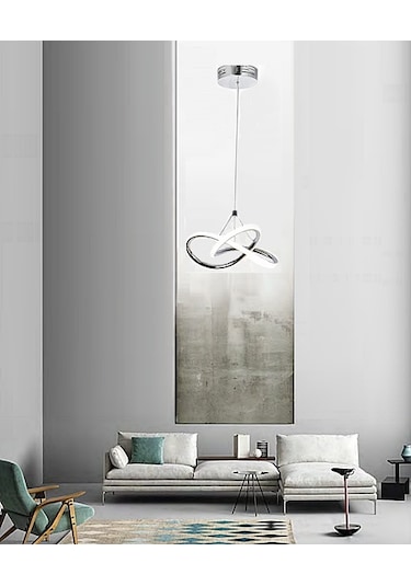 Burenze Modern Tekli Sarkıt Power Led Avize Krom Beyaz Işık Ledli Avize -burenze152 Krom