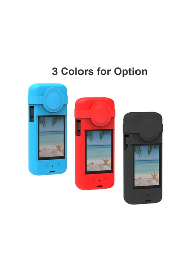 Wezone Insta360 X3 Panoramik Kamera İçin Mavi Silikon Koruma Kılıfı Lens Kapağı İçerir