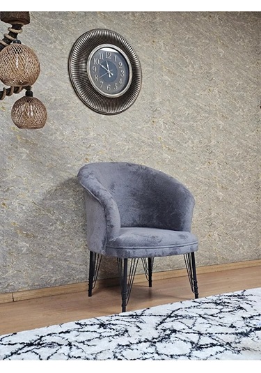 Tekli Teddy Siyah Boyalı Telli Ayak Çay Seti Koltuk Tekli Berjer Çok Renkli