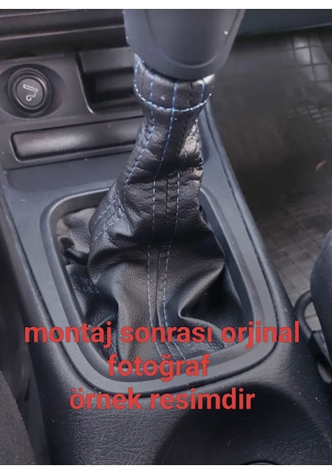 Mazda 6 Uyumlu Oto Vites Körügü Siyah Deri Mavi Dikiş
