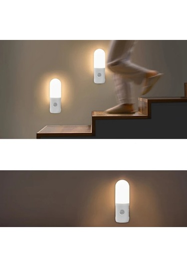 Motion003 1200mah 2 Adet Şarj Edilebilir Hareket Sensörlü Gece Işıkları 3 Renk Seçeneği Ahşap