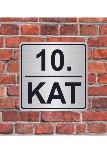 10. Kat Yazılı Metal Yönlendirme Levhası 15x15 Cm