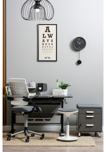 Vega Standart Yükseklik Ve Eğim Ayarlı, Çekmeceli Bilgisayar Ve Ofis Masası, Çalışma Masası Antrasit Gri