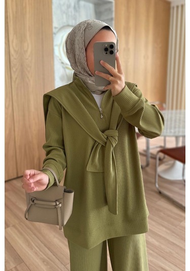 Omuz Atkılı 3'lü Takım - Yağ Yeşili Haki