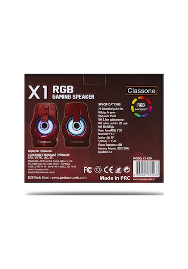 Classone X1 Red Gaming Hoparlör - Kırmızı