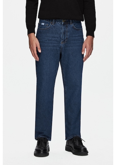 Ucla Benıto Mavi Denim Nakışlı Baggy Fit Erkek Pantolon Mavi
