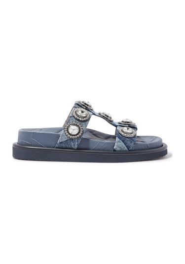 Kurt Geiger Kristal Taşlı Rahat Denim Sandalet Lacivert