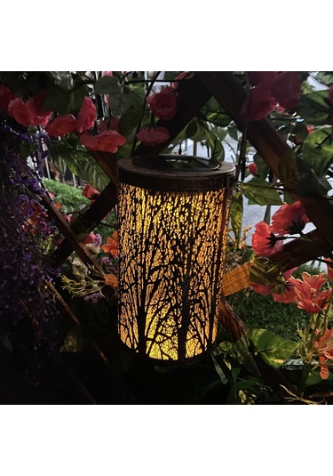 Maiyame Güneş Enerjili Demir Fener, Otomatik Açık/kapalı, Ip44 Su Geçirmez, Bahçe/manzaralı Işık, 5 Ağaç Projeksiyeli, Konforlu Romantik Işık Siyah