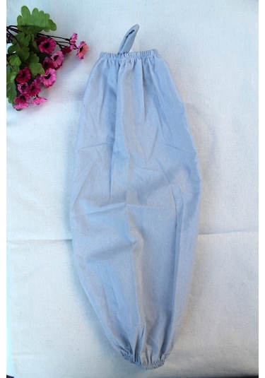 Toz Gri Çift Lastikli Keten Poşetlik - Mutfak Düzenleyici