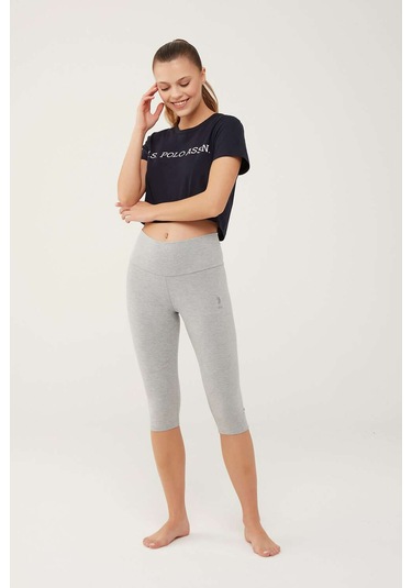 U.S. Polo Assn. Kadın Gri Melanj Kısa Tayt 16608 Gri