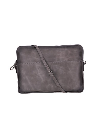 Leeds 14 İnç Macbook Ve Pc Uyumlu, Hakiki Deri, El Yapımı Kılıf, Gölgeli Gri Gri