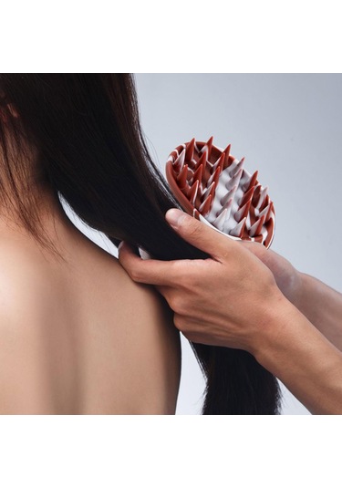 Suntek Saç Derisi Masaj Aleti Yıkama Bakım Fırçası Ev Banyo Kahverengi