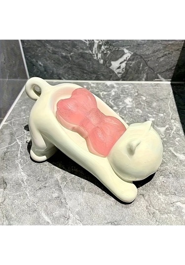 Trendooze Sevimli Kedi Şeklinde Otomatik Drenajlı Kendi Kendini Temizleyen Banyo Kutusu Beyaz Gaojunshop01 Beyaz