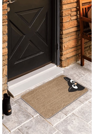 Bej Kedi Desenli Kapı Önü Paspası Kp07