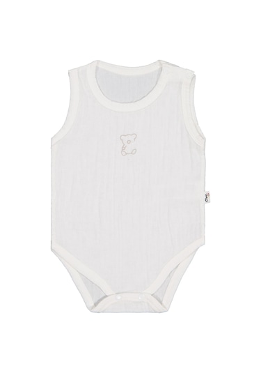 Civil Baby Ayıcık Baskılı 1-18 Ay Çıtçıtlı Badi - Ekru