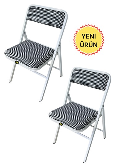 Hey 2'li Katlanır Kamp Sandalyesi Piknik Sandalye Kazayağı Beyaz Beyaz - Siyah