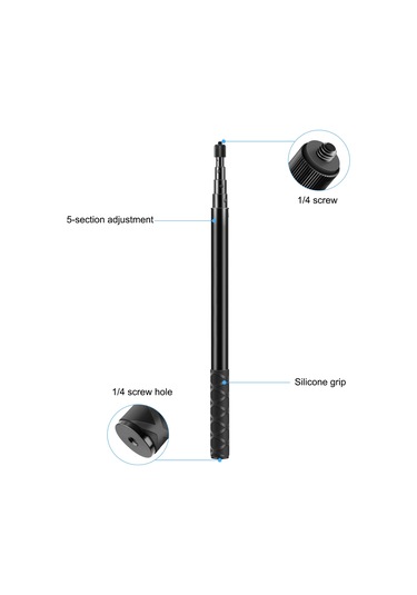 Sones Puluz 150cm Metal Selfie Çubuğu Monopod Insta360 One Rs / X2 / X3 / X4 İçin