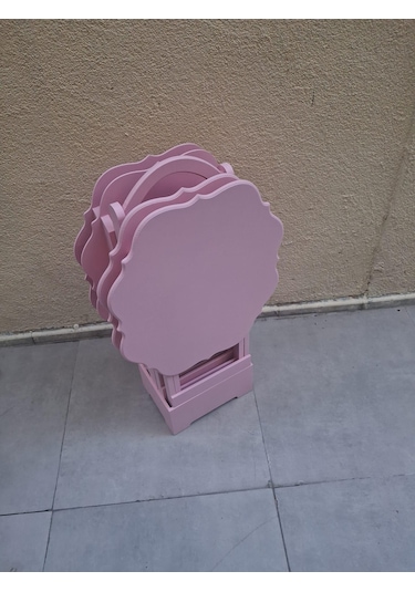 Zigon Çanta 90541 Yonca Takım Dörtlü Model Ahşap Mdf Parlak Pembe Renk El Yapım Pembe