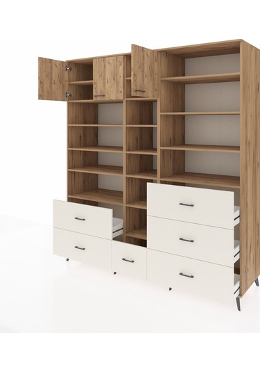 Kronos Dolap 17 Raflı 6 Çekmeceli 3 Kapaklı 220x59x243 Çam-çam/aytaşı Atlas Çam/aytası