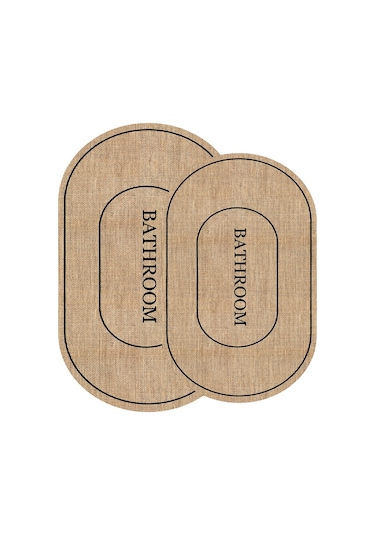 Decomia Home Dijital Kaymaz Yıkanabilir Jüt Görünümlü Bathroom Banyo Paspası 2'li Jüt Siyah