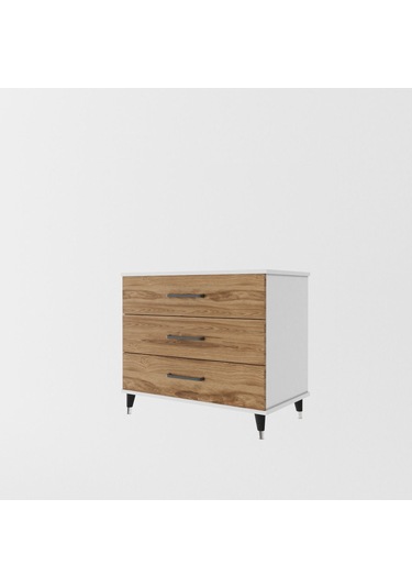 Şifonyer Üç Çekmeceli Parlakbeyaz + Ud Beyaz - Ud