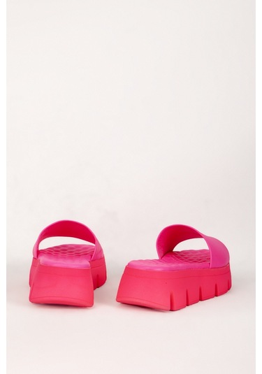 Dericlub 7657 Gerçek Deri Kalın Taban Terlik Fuşya