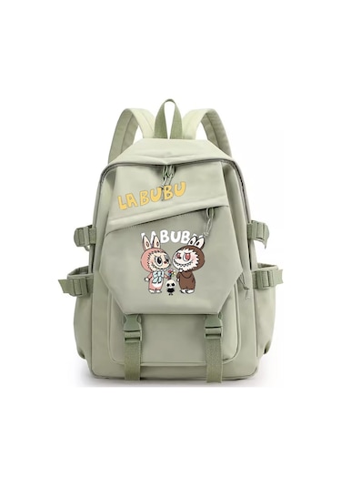 Yeni Çizgi Film Labubu Labubu Çevre Birimi Öğrenci Okul Çantası Sırt Çantası Yeşil