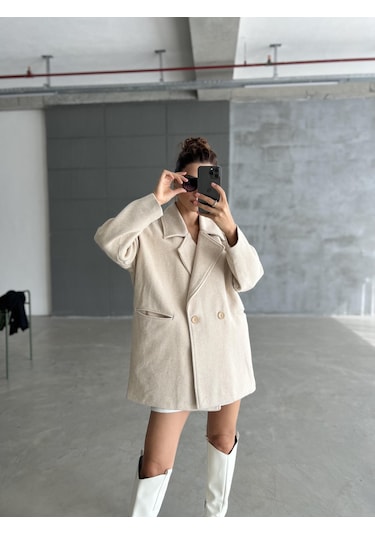 Taş 1. Sınıf Kalite Balık Sırtı Oversize Kaşe Kaban Taş