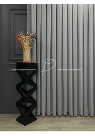 Tül Perde Brillant MArka Foldet Keten Açık Gri Etek Kurşun Sarımlı Çok Renkli