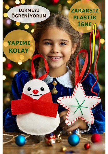 Keçe Dikiş Seti Yılbaşı Süsü Kardan Adam Ve Yıldız Seti
