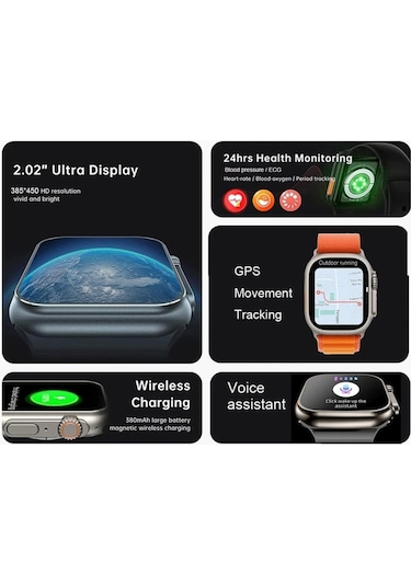 Watch 8 Ultra Hk8 Pro Max 2.05 Hd Amoled Ekran Chatgpt'li Yapay Zeka Sistemli Versyon 2